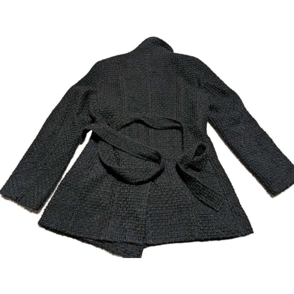 Calvin Klein Womens S Black Thick Boucle Double Button Up Wool Blend Coat - Picture 2 of 10